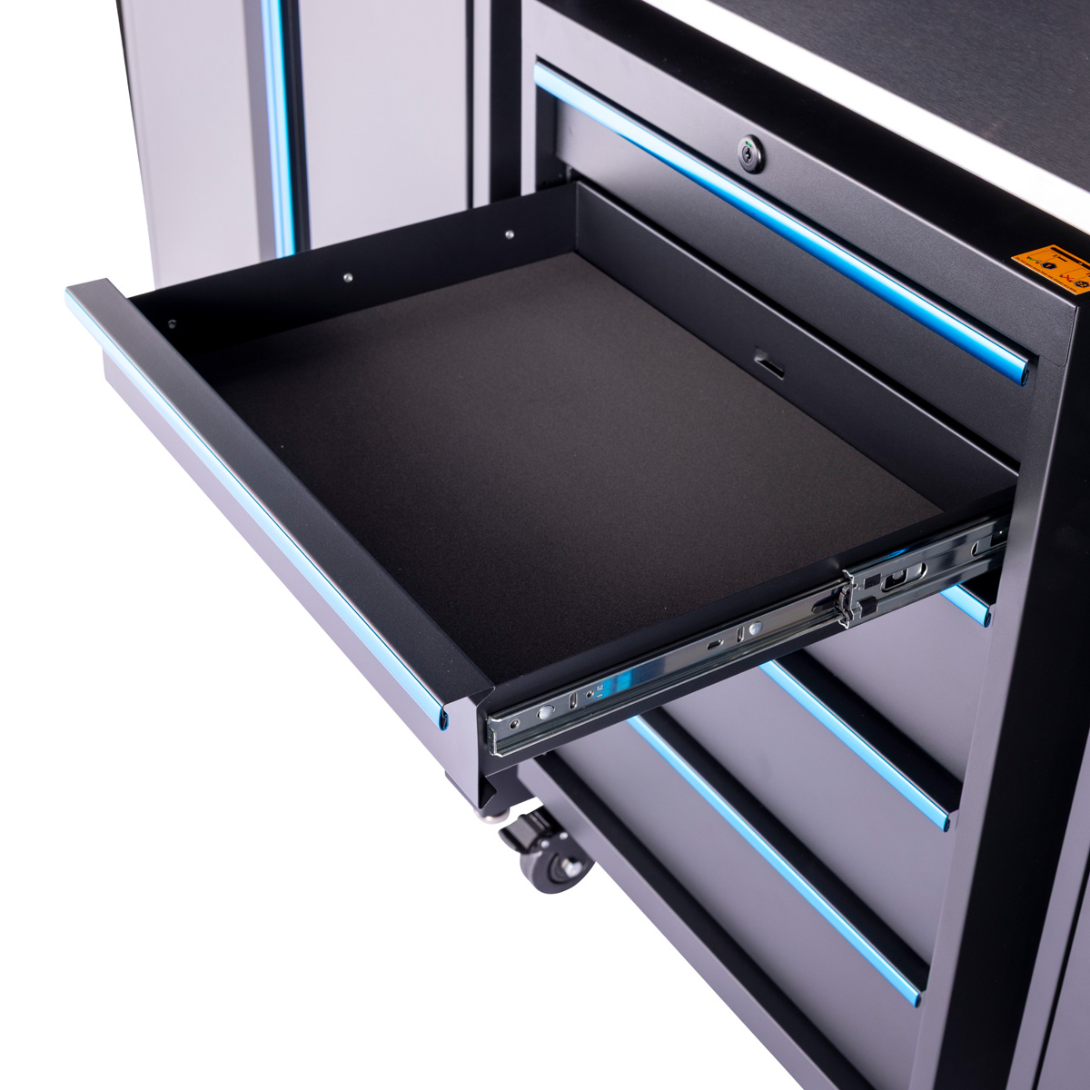 SGS 6pc Garage Storage System | Stainless Work Bench | Wheeled Cabinet | Wall Shelving | Tall Double Side Cabinet | Blue